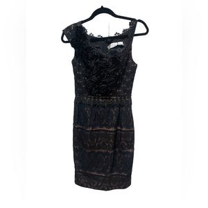 Black lace Byron Lars Beauty Mark little black dress cocktail formal dress Sz 2